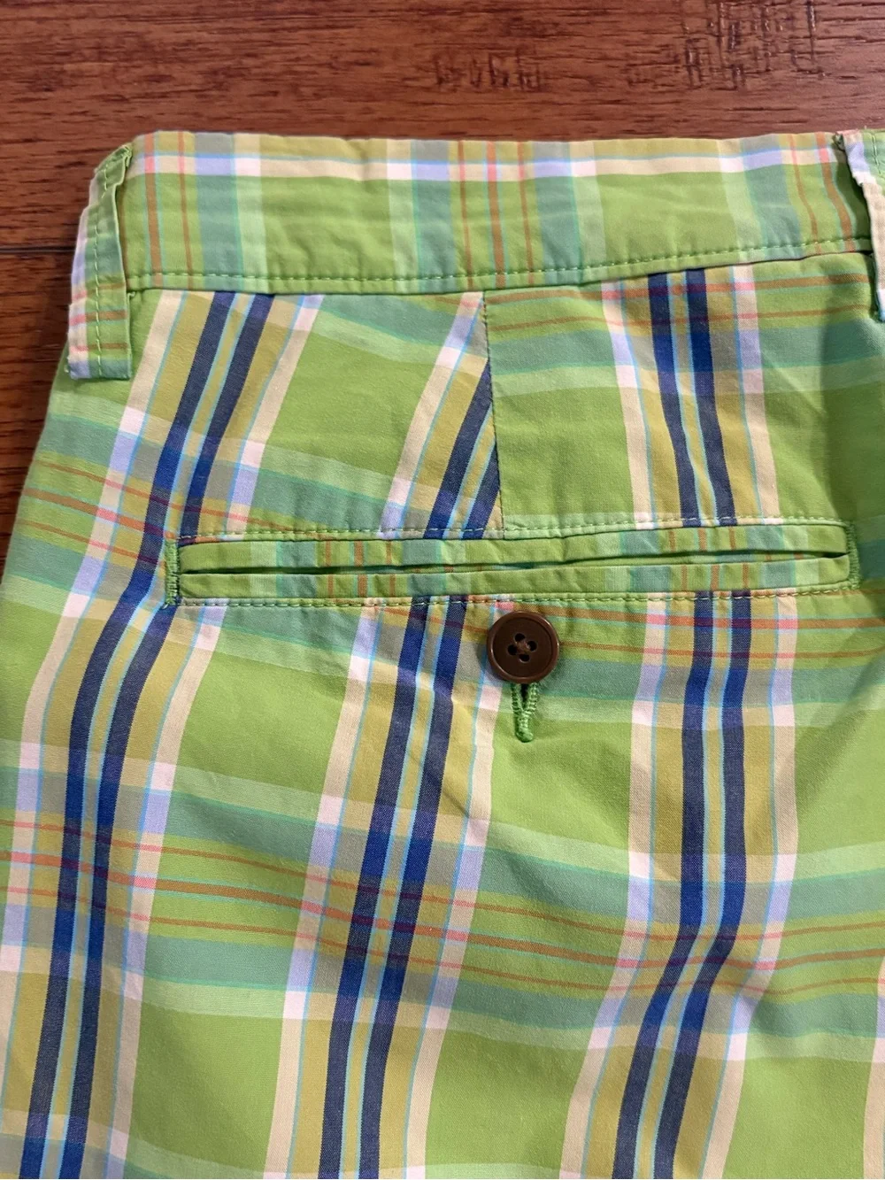 J.Crew Men’s Madras Plaid Cotton Shorts Green Blue Size 35